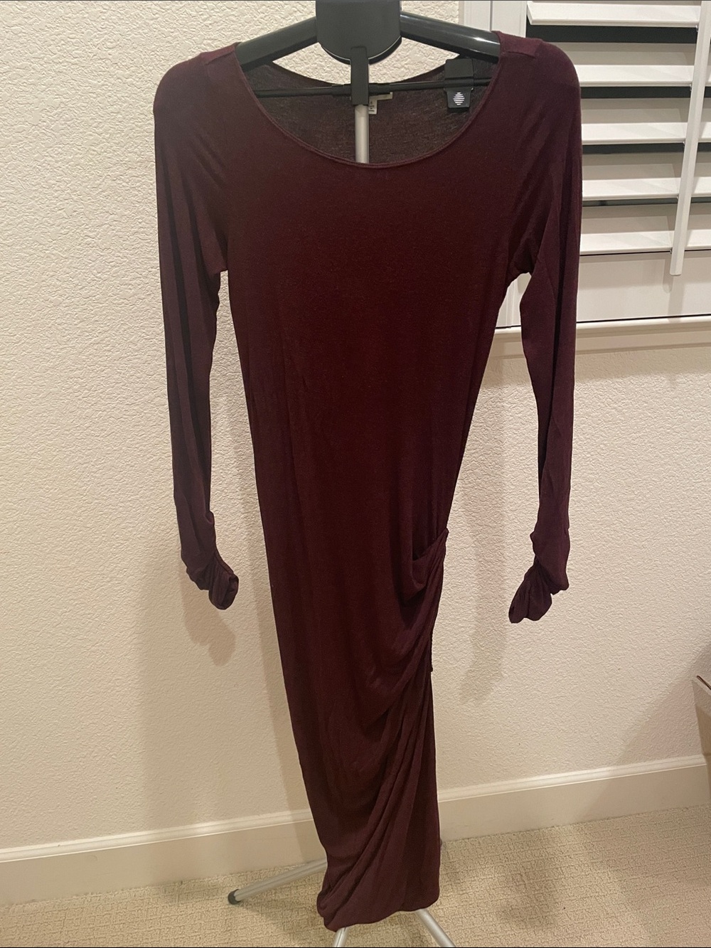 Max Studio Long Sleeve Maxi Dress in Deep Burgundy